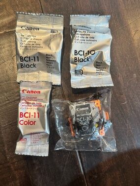 LOT OF 4 BRAND NEW CANON PRINTER INK BCI-11BLACK, BCI-11COLOR, BCI-10BLACK